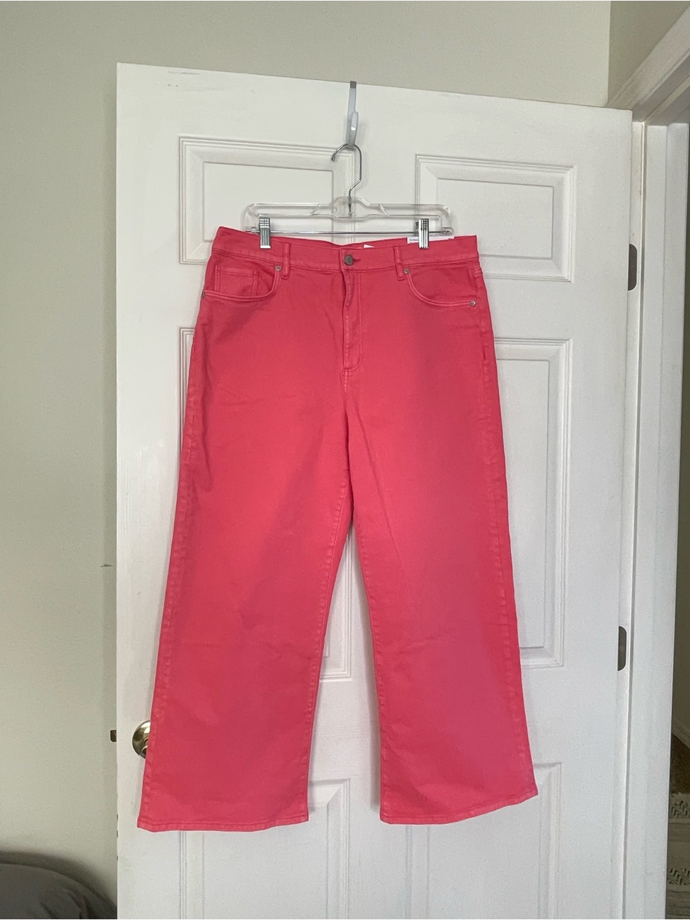 LOFT Coral Pink Wide-Leg Jeans